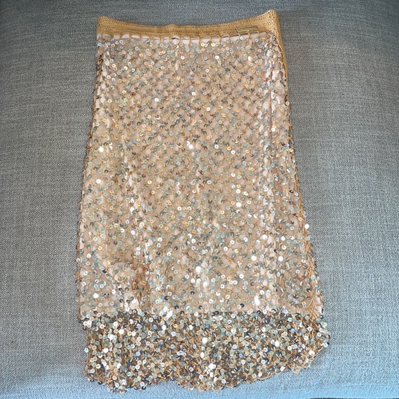 Dolce and Gabbana midi skirt size 26 sequin gold - Picture 6 of 8